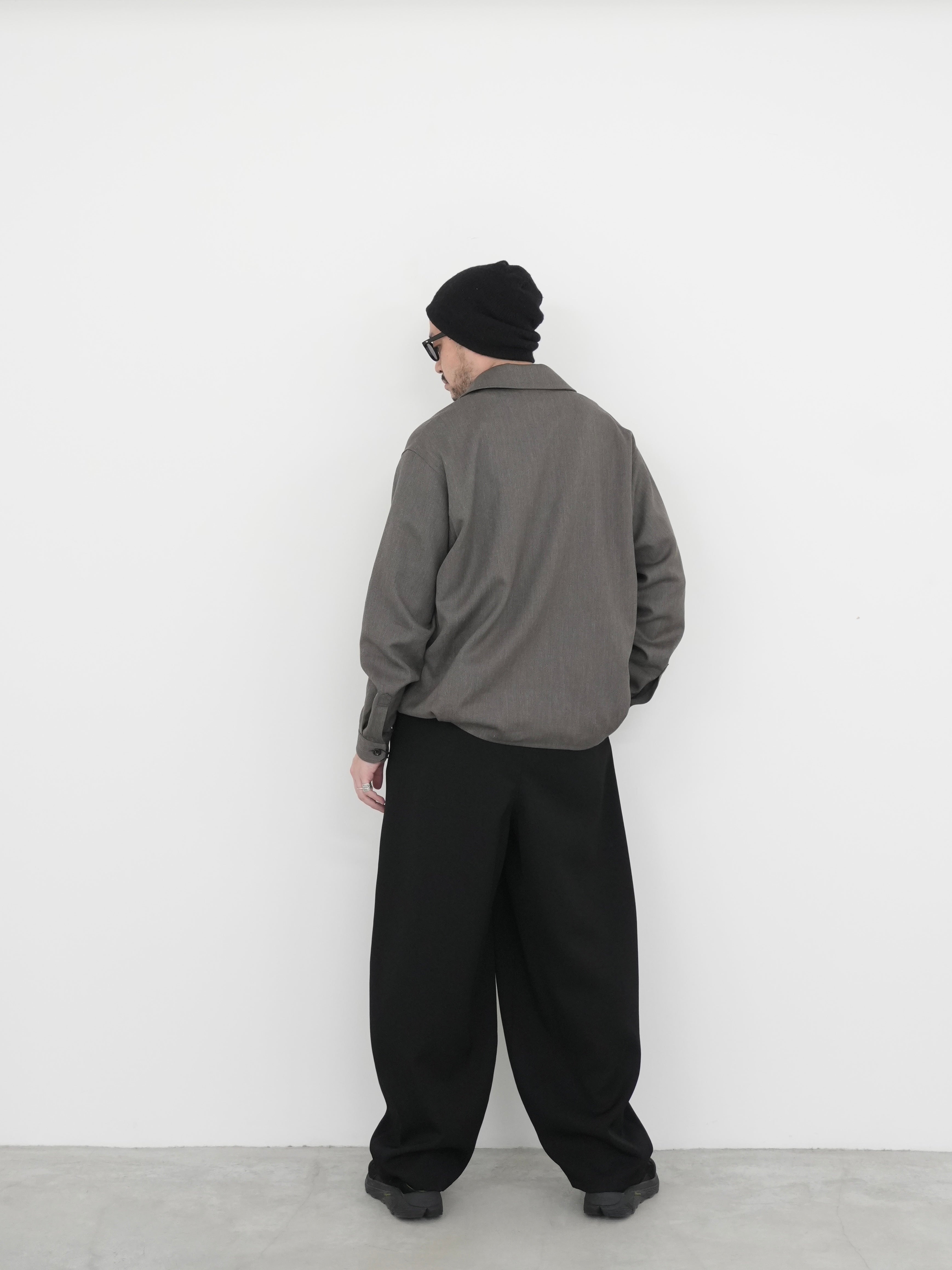 OPEN COLLAR EASY JACKET / WOOL RAMIE BACK SATIN