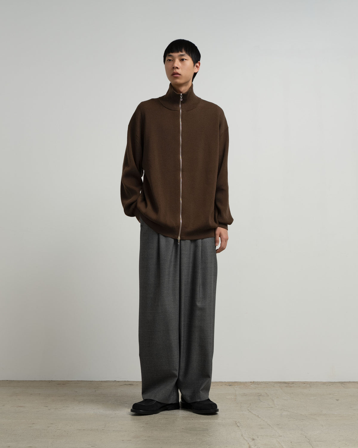 Melange Matt Worsted Side Seamless Trousers