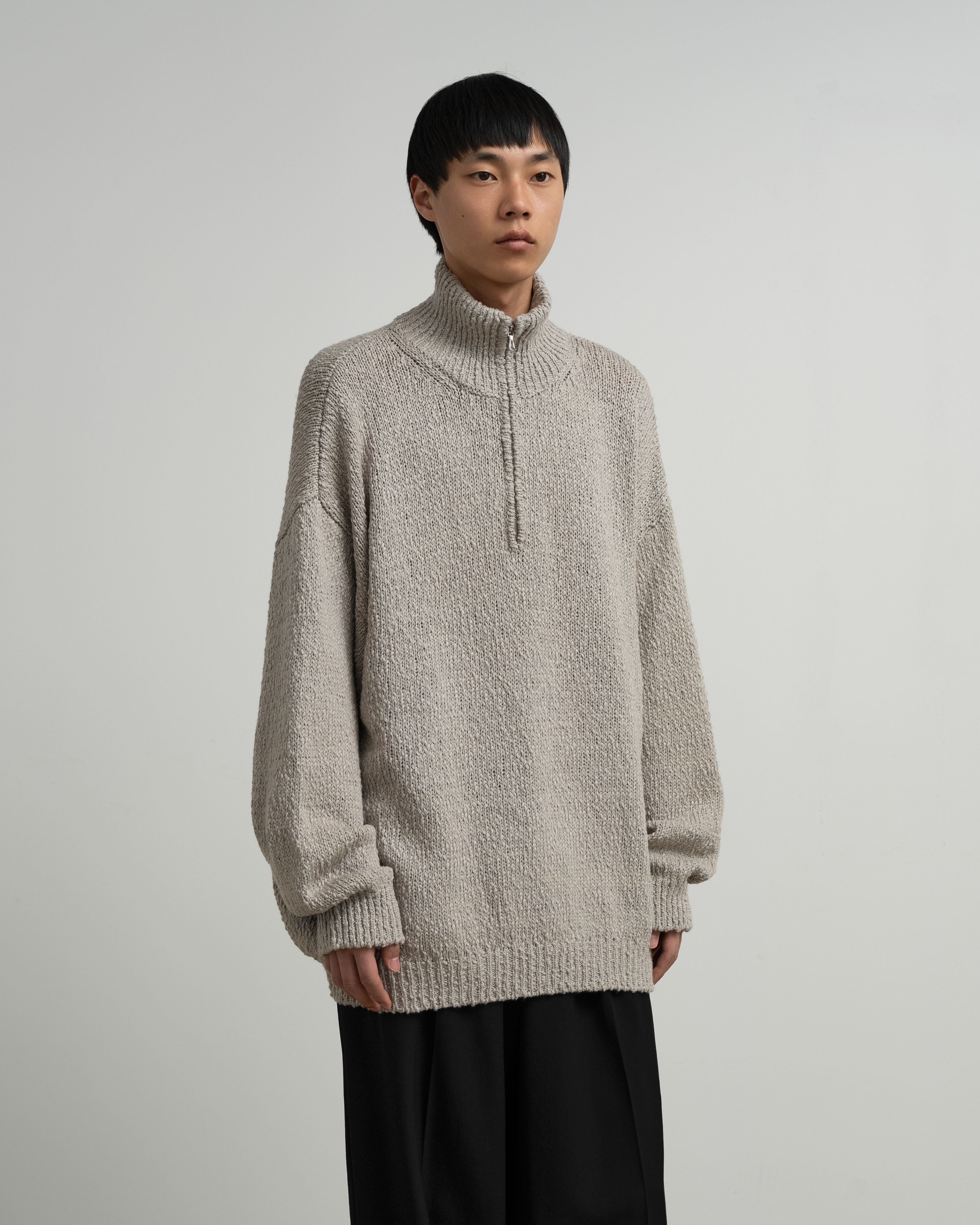 【9/12(土)発売】Cotton Wool Slub Oversized Half Zip Knit