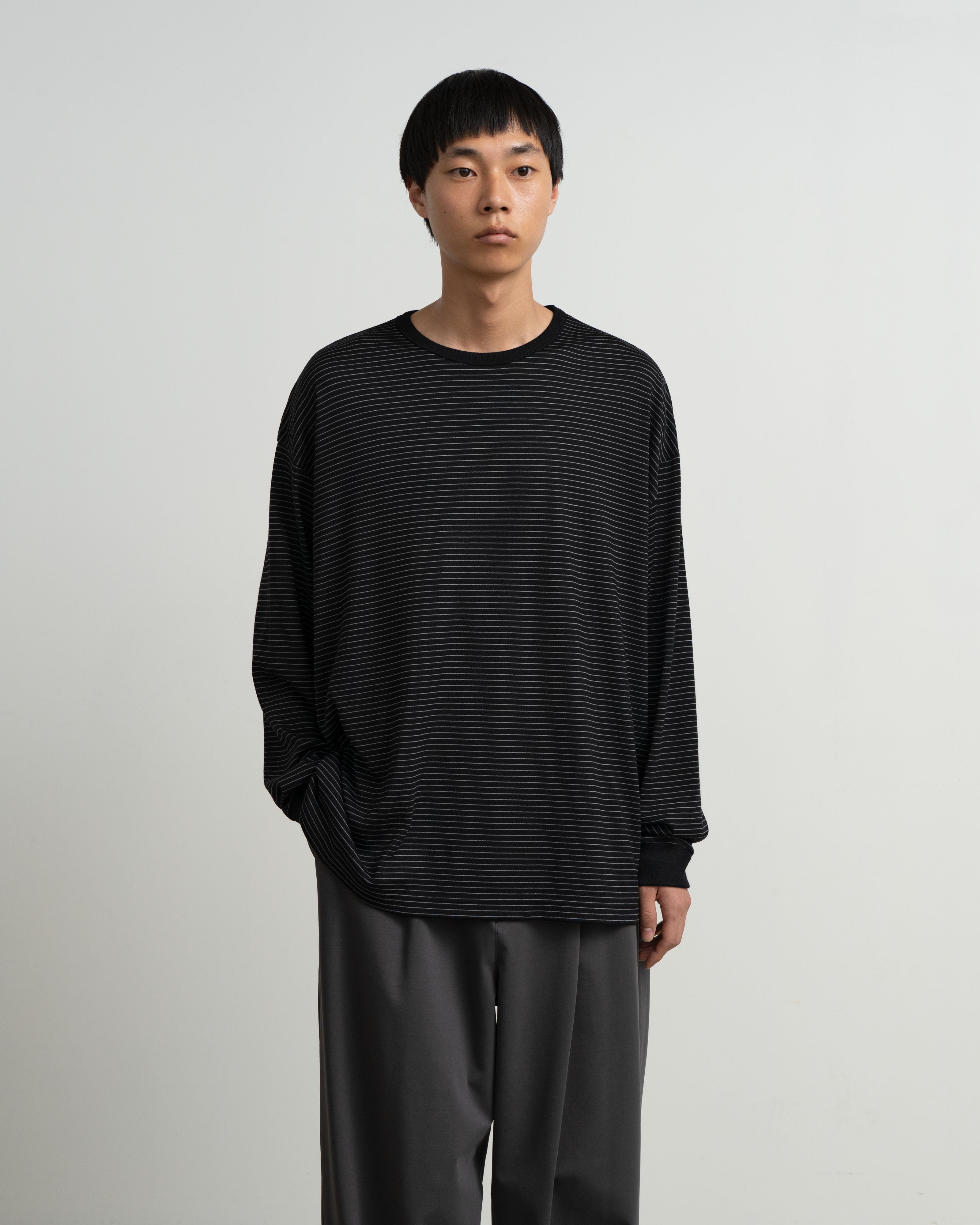 【9/5(土)発売】Fine Wool Border L/S Crew Neck Tee