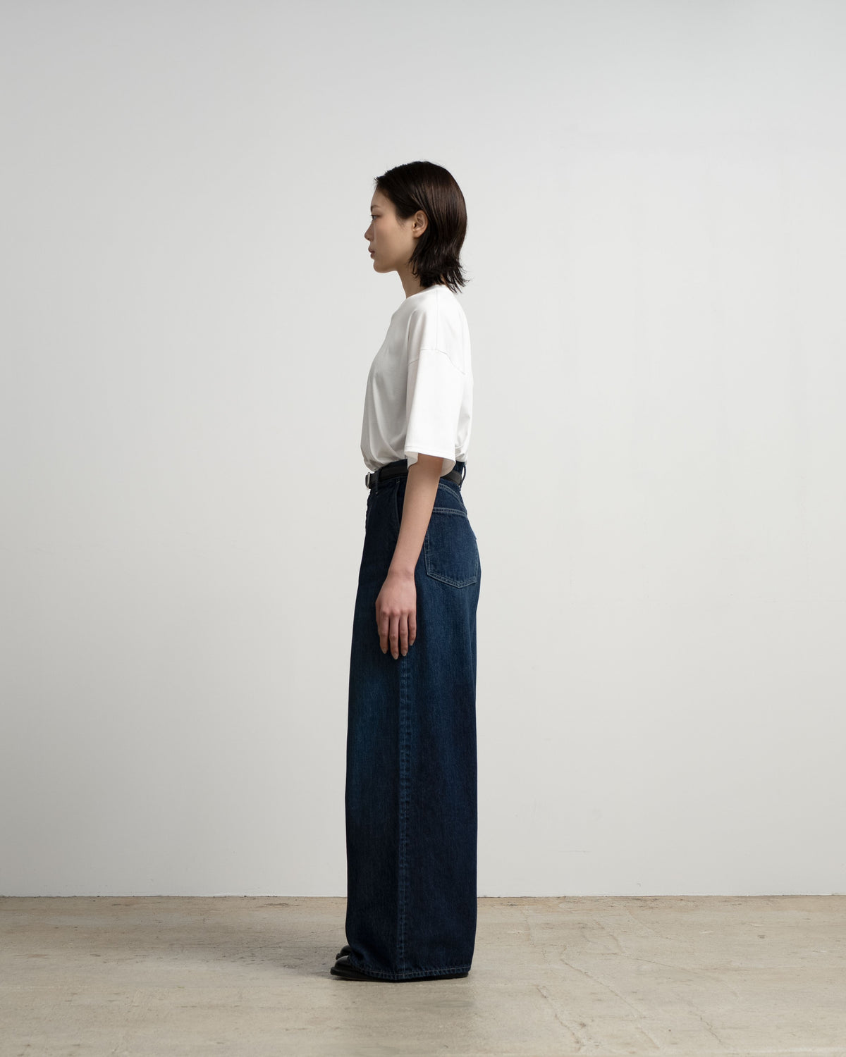 Selvage Denim Two Tuck Wide Pants-DARK FADE-