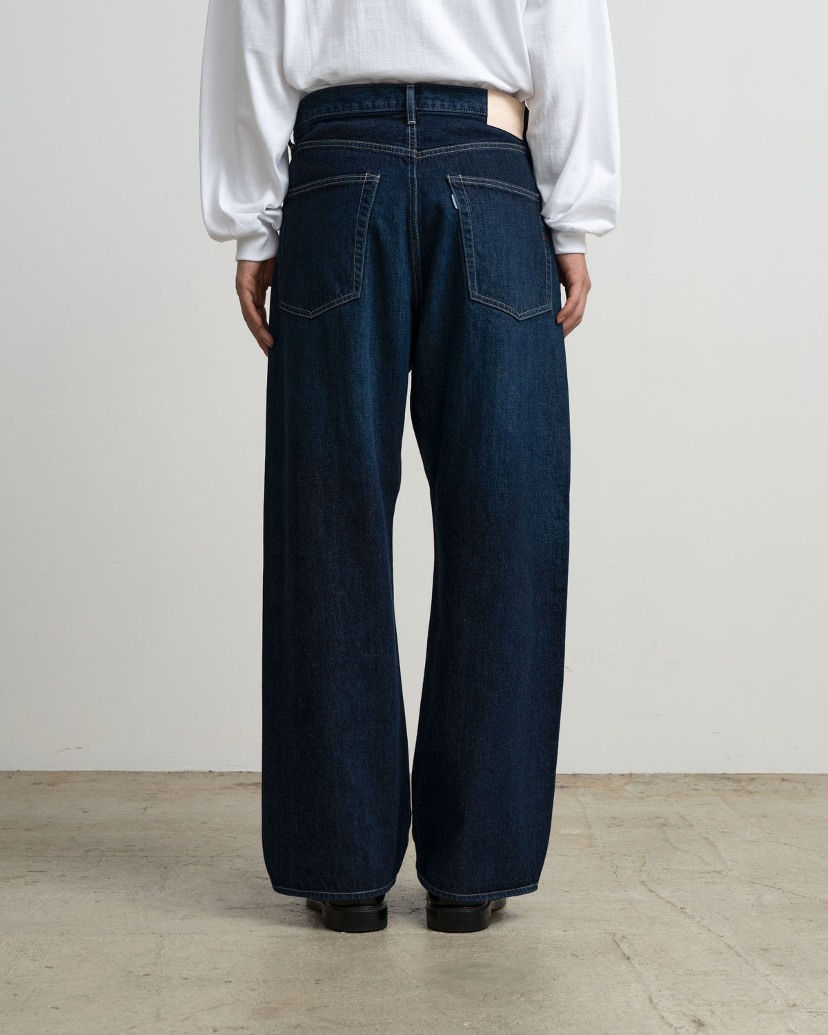 Selvage Denim Five Pocket Wide Straight Pants -DARK FADE-