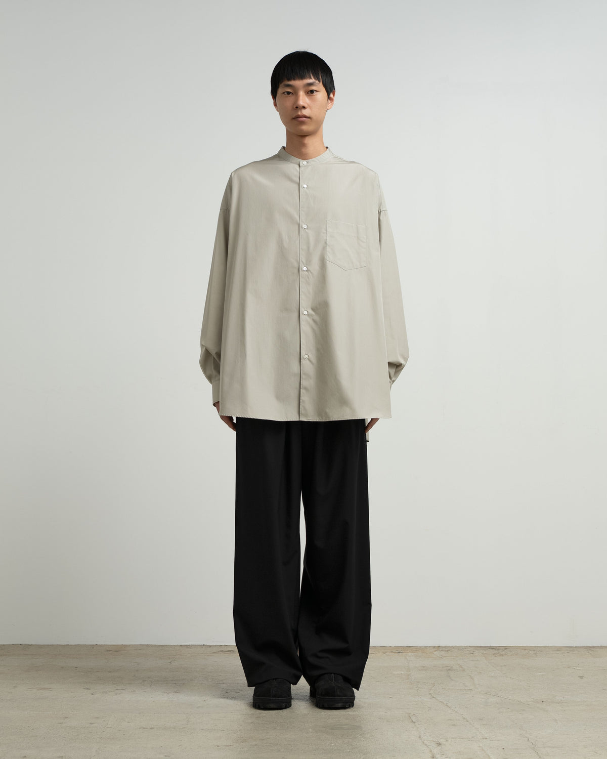 ALUMO for GP L/S Oversized Band Collar Shirt