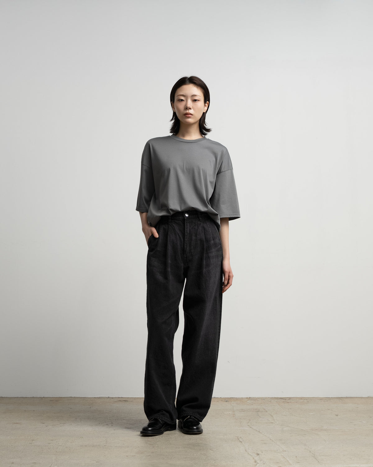 Selvage Denim Two Tuck Pants -DARK FADE-