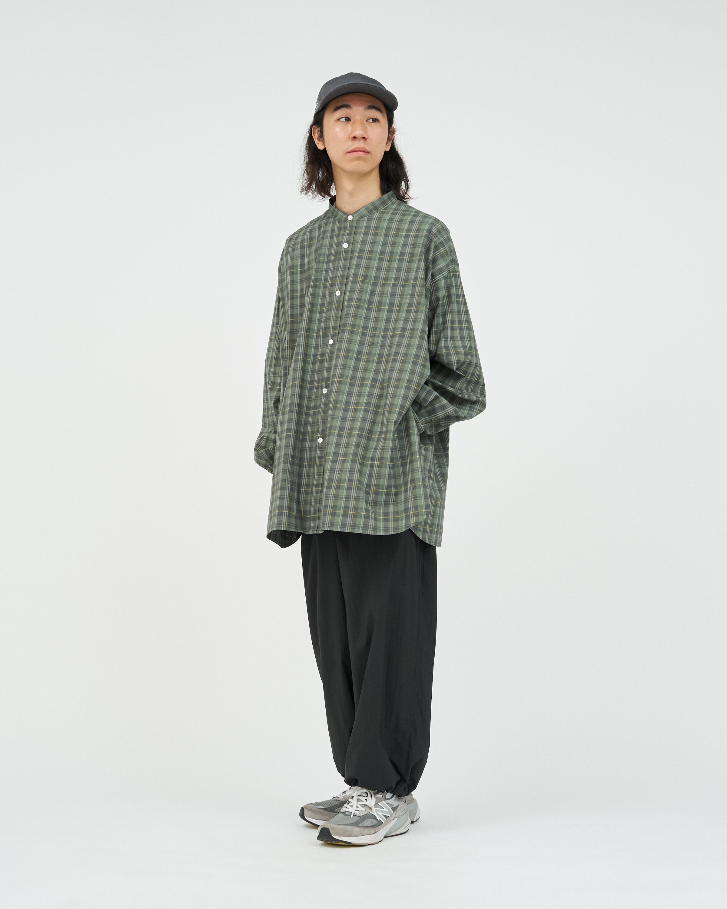 MADRAS DRY TECH BAND COLLAR SHIRT