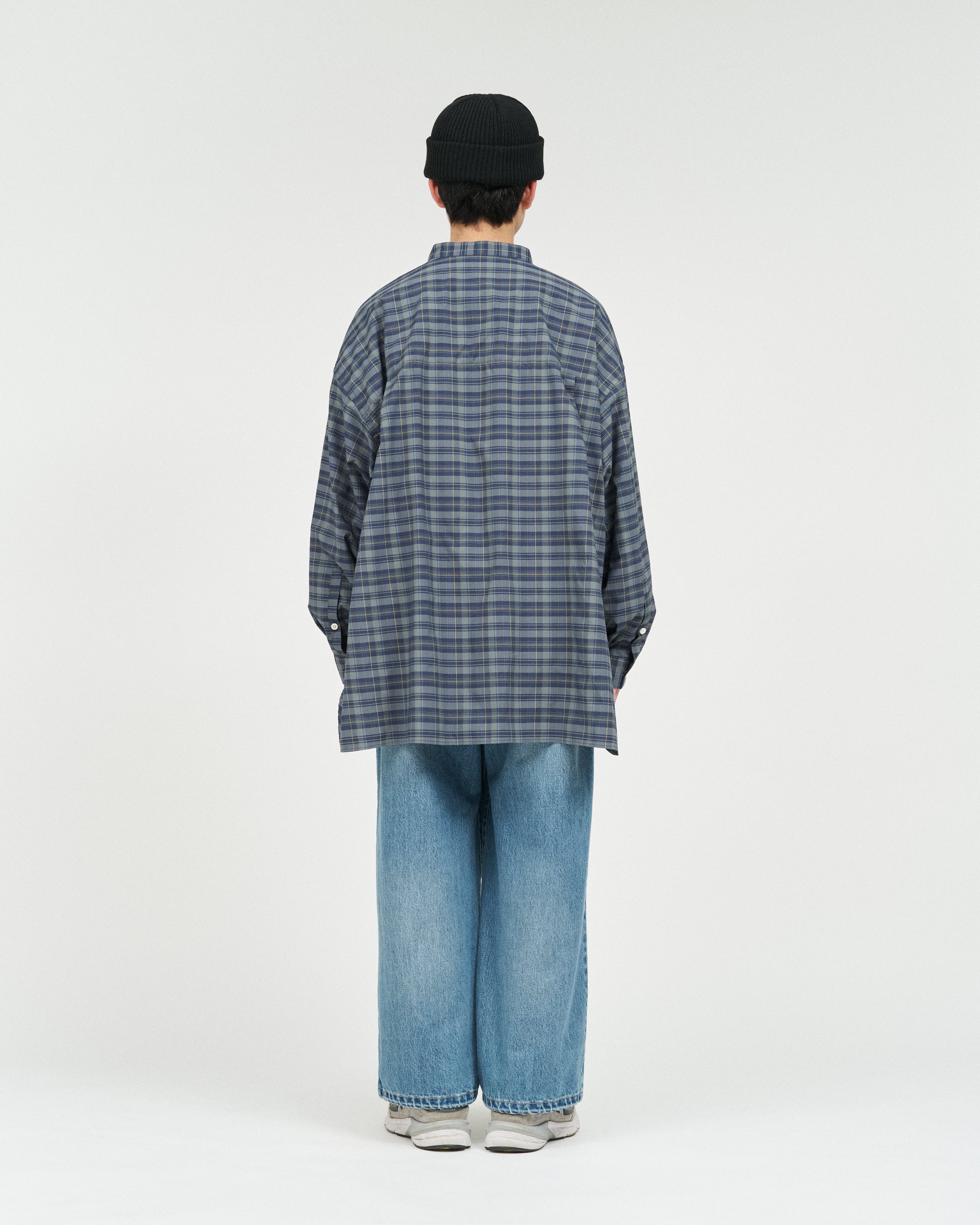 MADRAS DRY TECH BAND COLLAR SHIRT