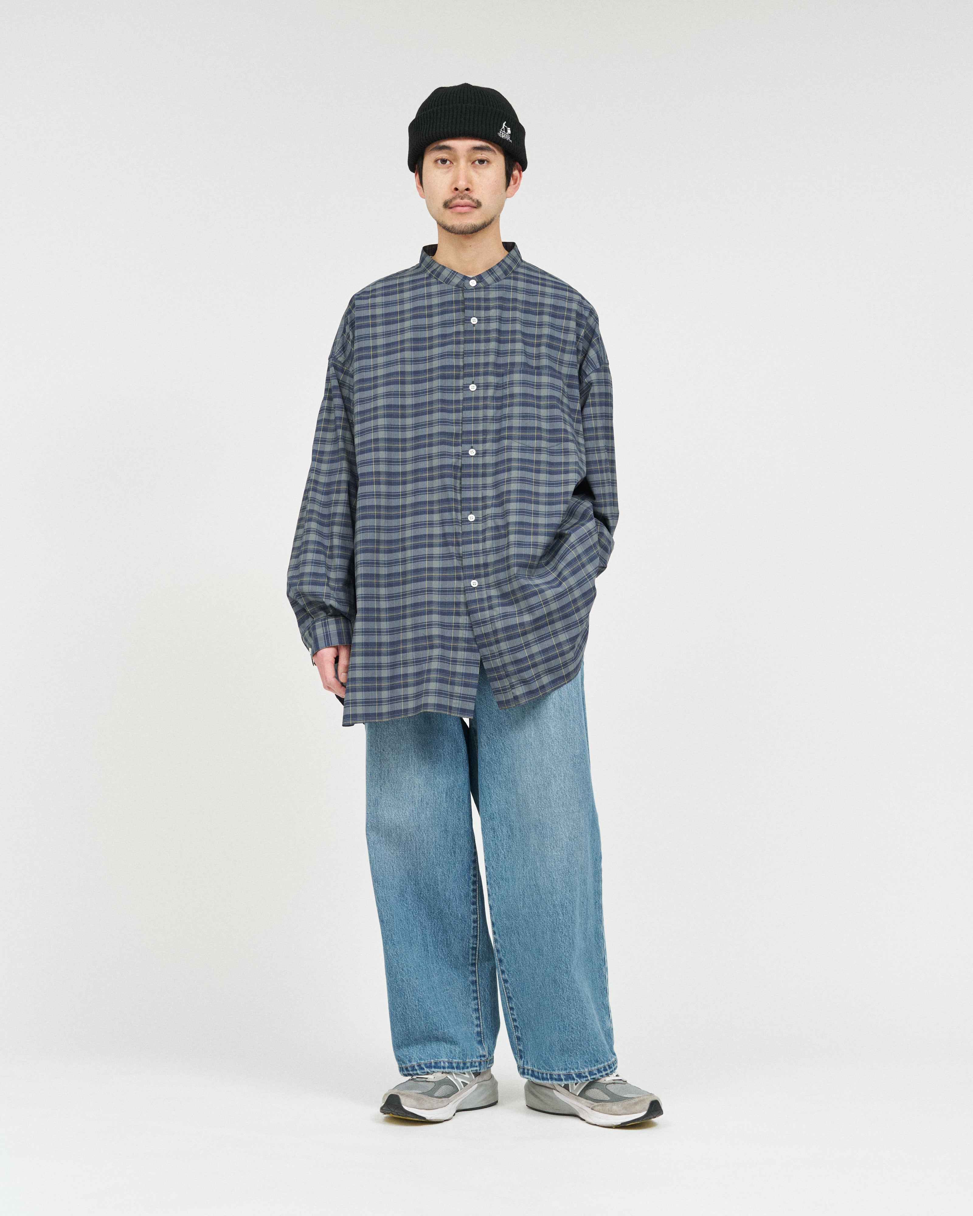MADRAS DRY TECH BAND COLLAR SHIRT