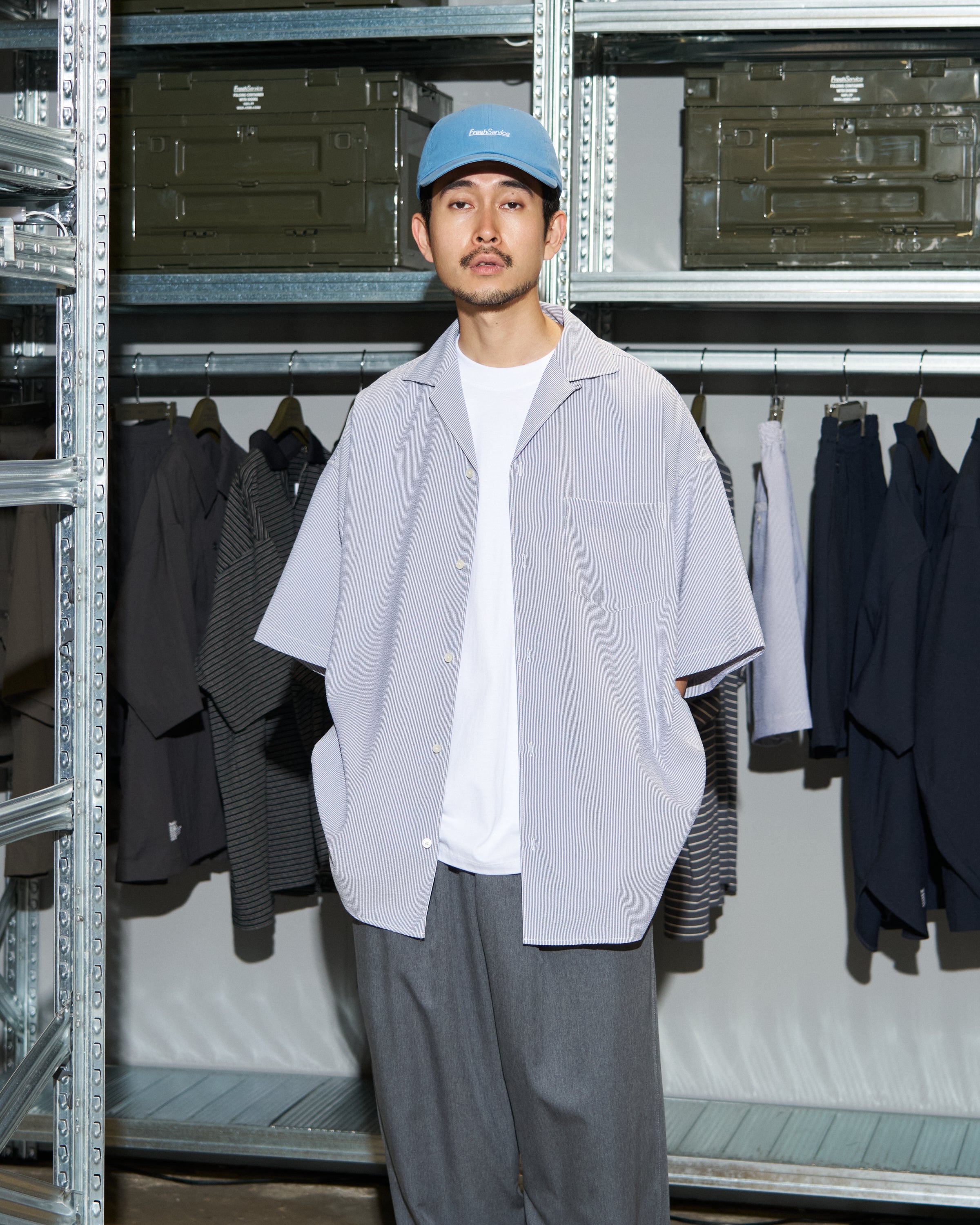 【6/13(土)発売】【LIMITED】SEERSUCKER STRIPE OPEN COLLAR SHIRT