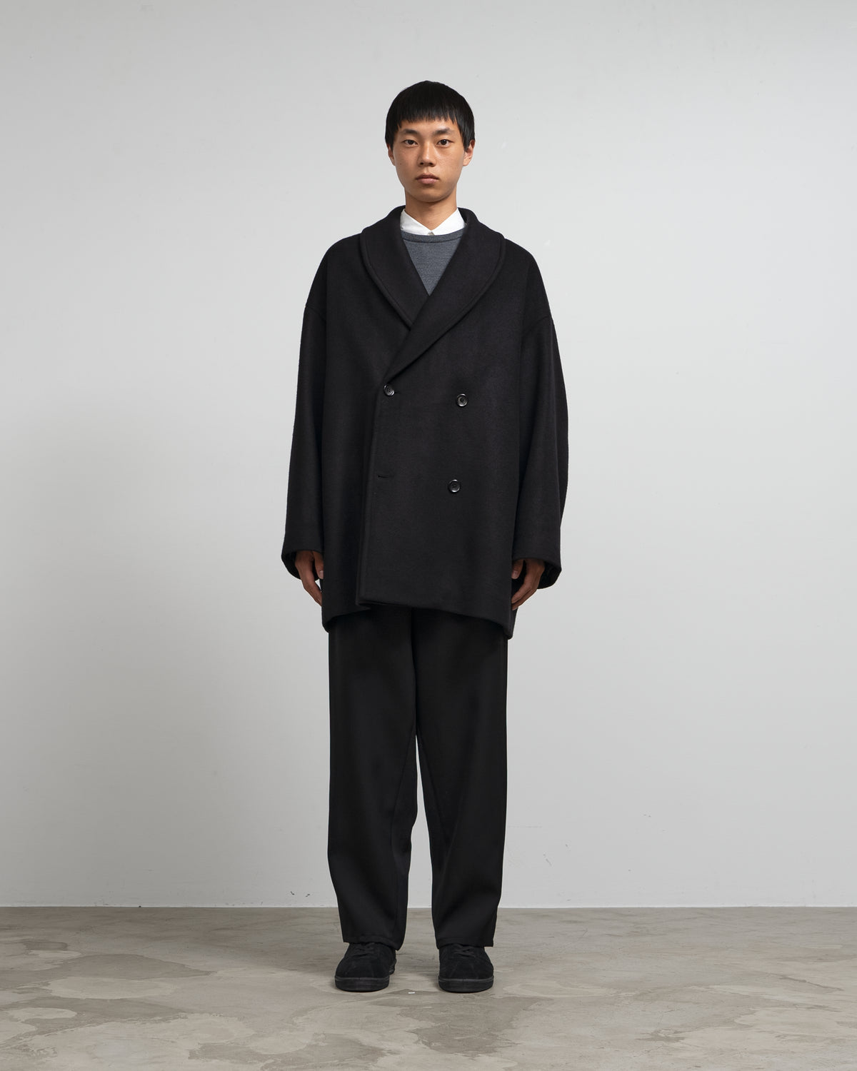 Light Melton Shawl Collar Coat (basic)