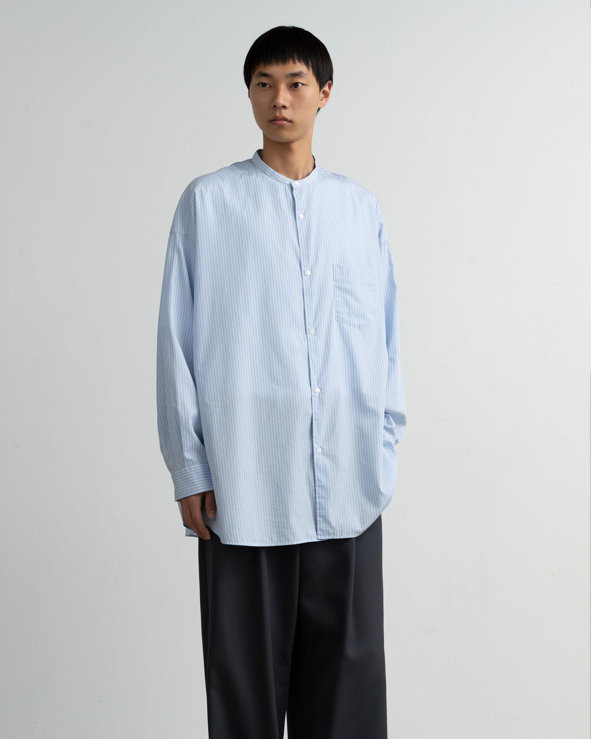 【10/31(土)発売】【LIMITED】Broad Stripe L/S Oversized Band Collar Shirt