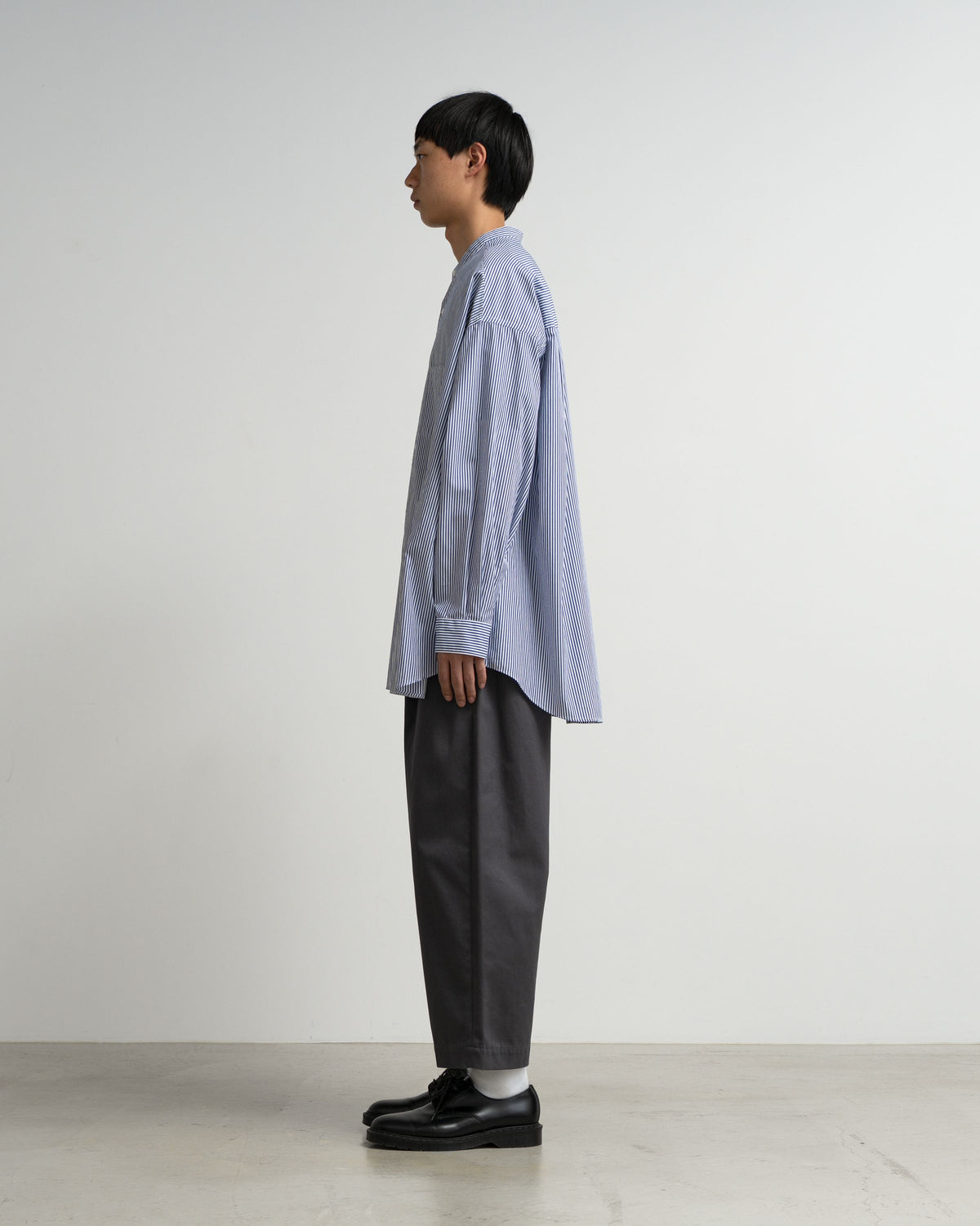 【10/31(土)発売】Broad Stripe L/S Oversized Band Collar Shirt