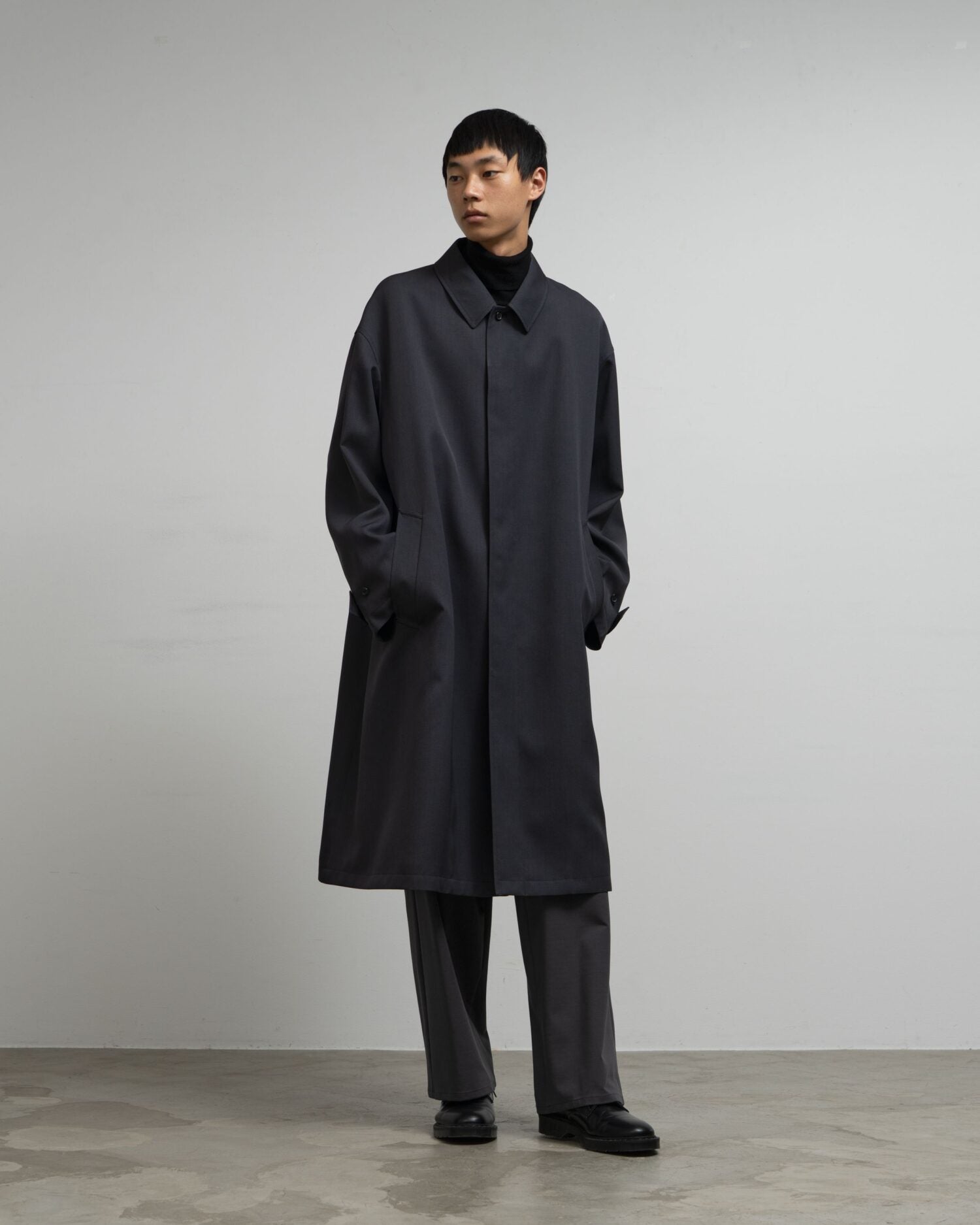 Scale Off Wool Balmacaan Coat
