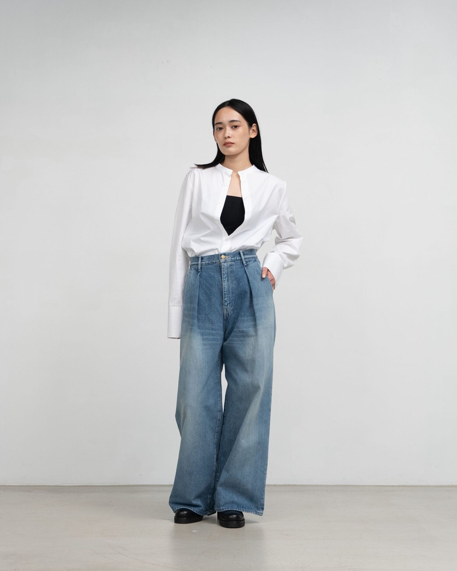 Selvage Denim Two Tuck Wide Pants(LIGHT FADE)