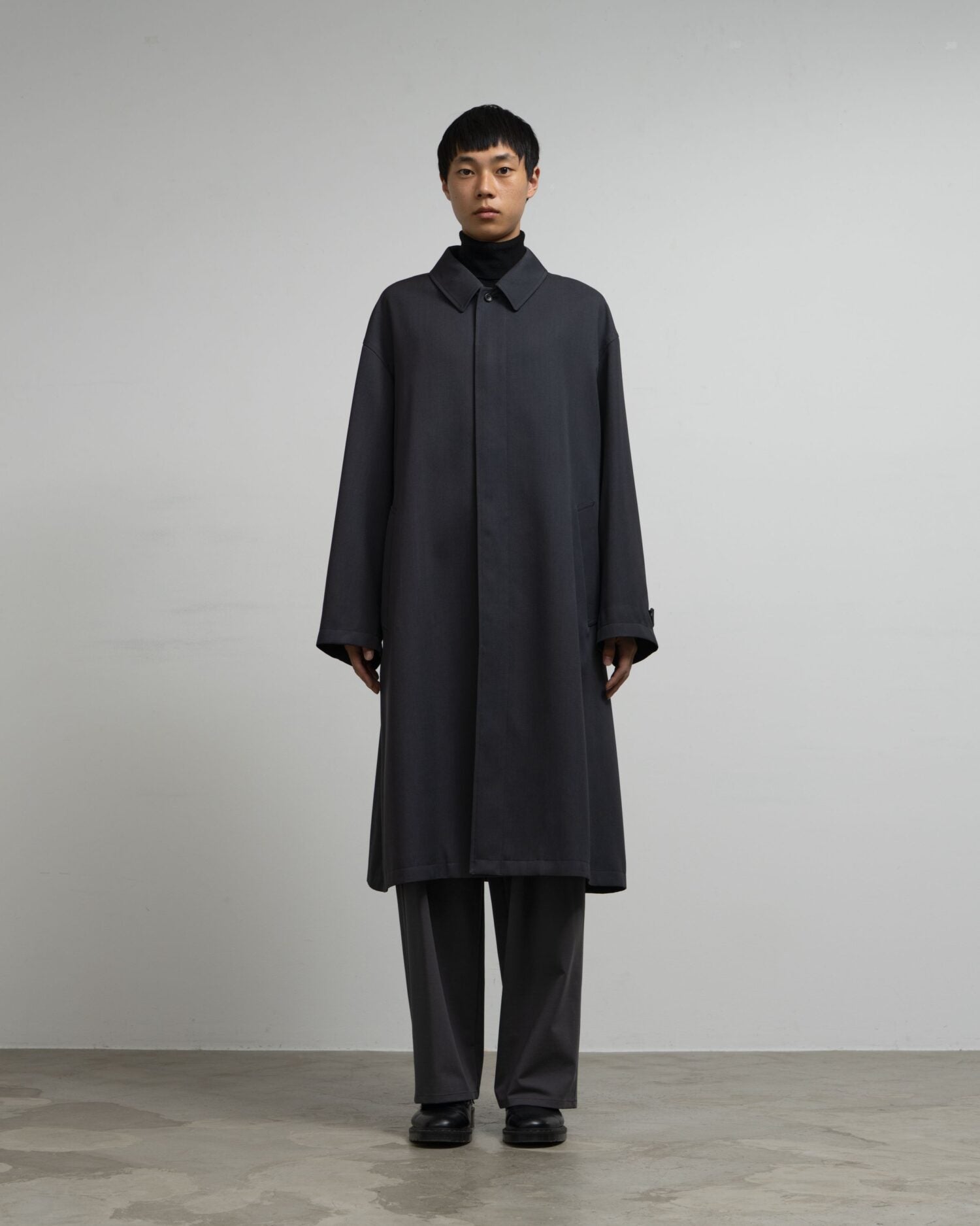 Scale Off Wool Balmacaan Coat