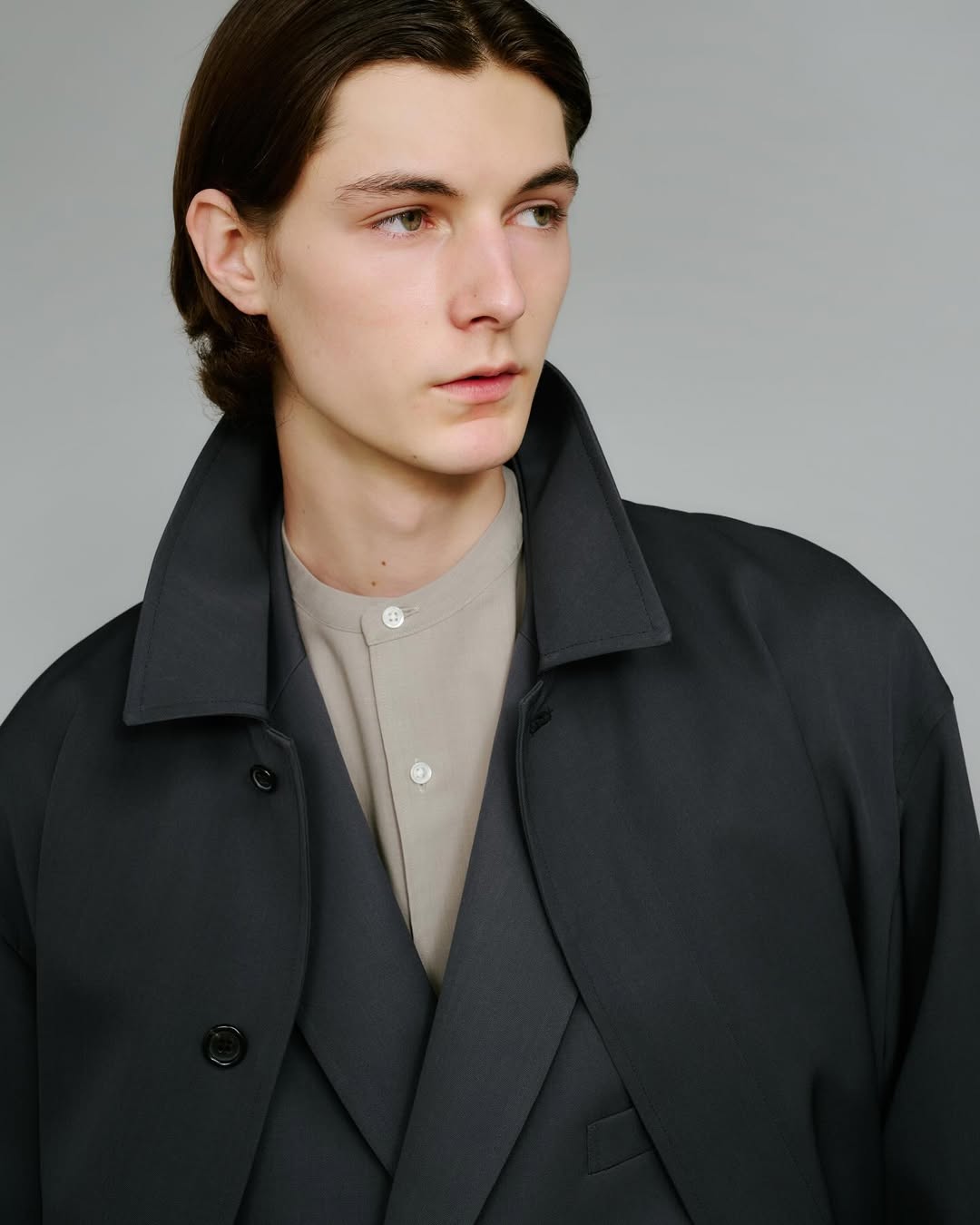 Scale Off Wool Balmacaan Coat