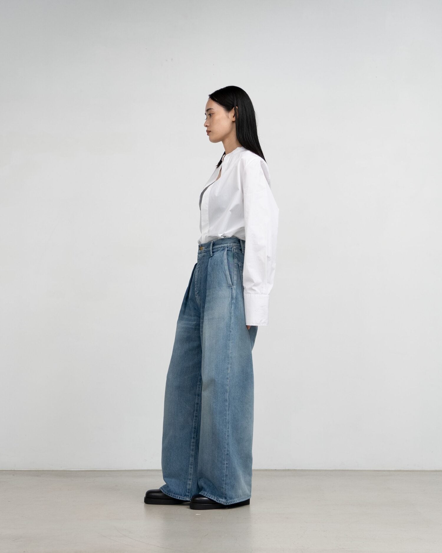 Selvage Denim Two Tuck Wide Pants(LIGHT FADE)