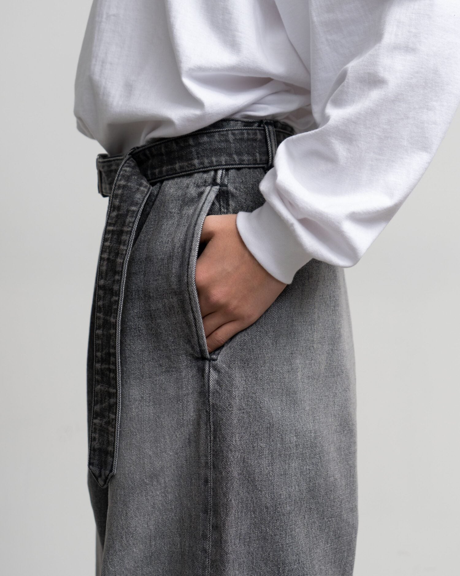 Selvage Denim Belted Pants(LIGHT FADE)