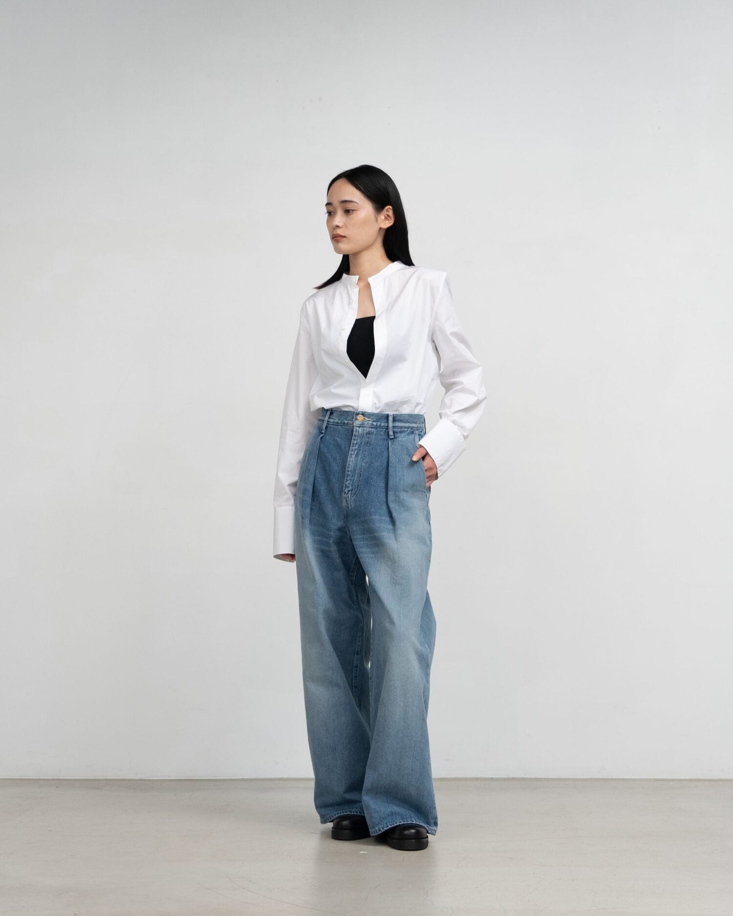 Selvage Denim Two Tuck Wide Pants(LIGHT FADE)