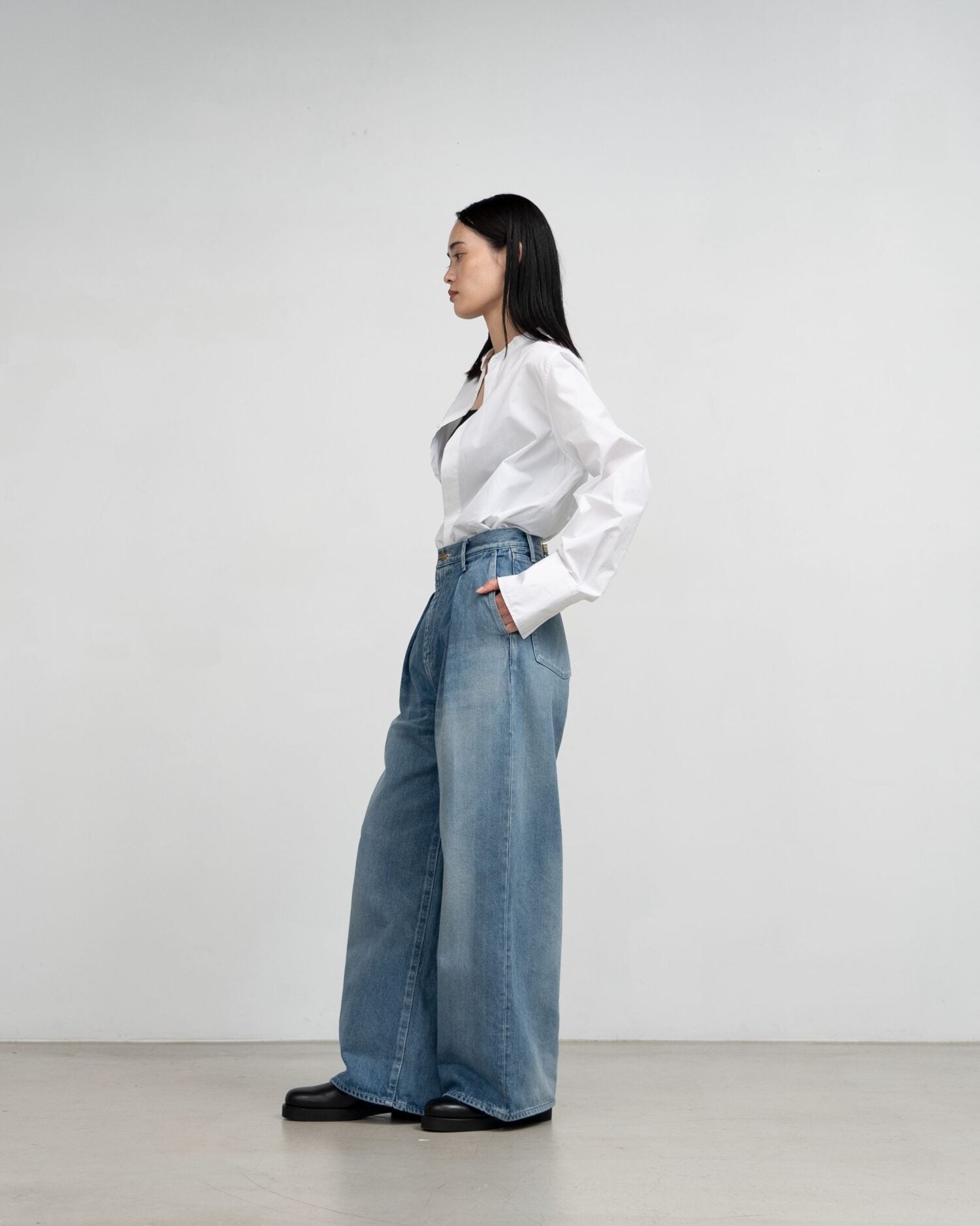 Selvage Denim Two Tuck Wide Pants(LIGHT FADE)