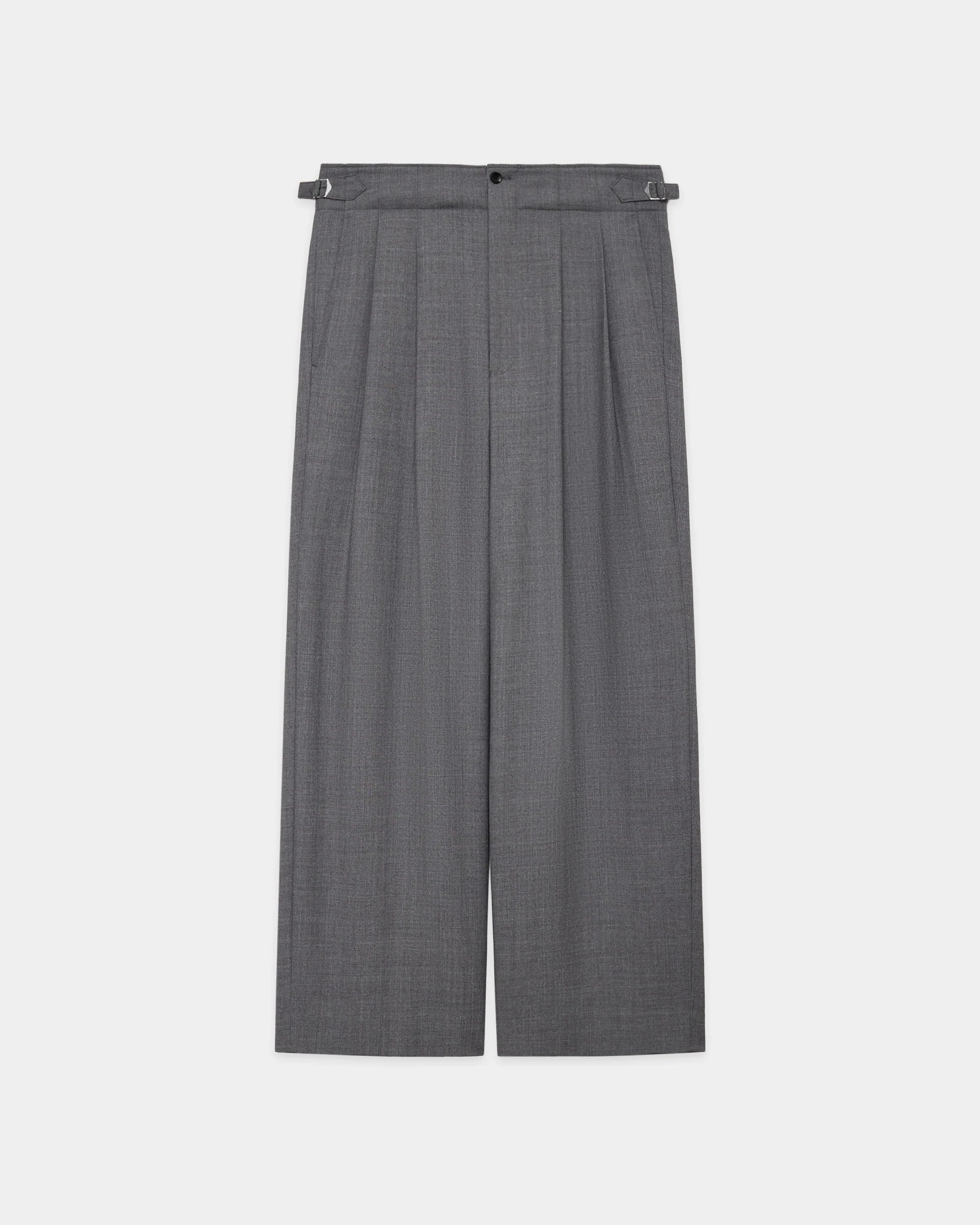RECYCLED POLYESTER NON-MULESED WOOL GABARDINE TWO TUCK MILITARY TROUSERS