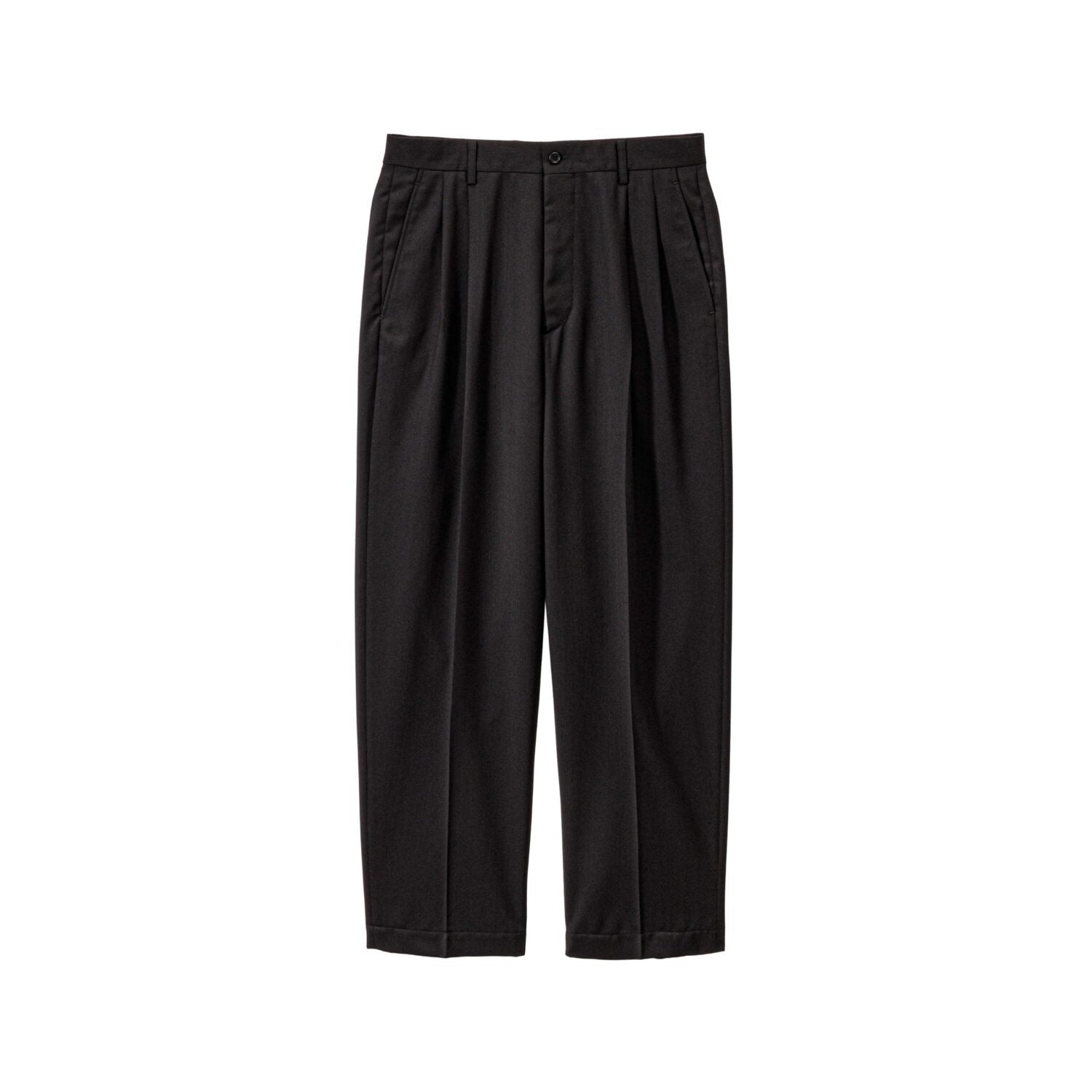Melange Herringbone Pleated Wide Trousers