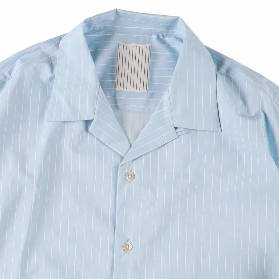 6 ROKU COTTON STRIPE BACK OPEN SHIRTシャツ S.F.C COTTON STRIPE OPEN COLLAR SS SHIRT - Sax – STUDY SHOWROOM STORE