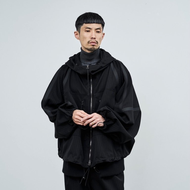 Graphpaper グラフペーパー 22AW×SOUMO Parachute Hooded Jacket 022-SJ-001-GP ジップアップ フーデット ジャケット ブラック